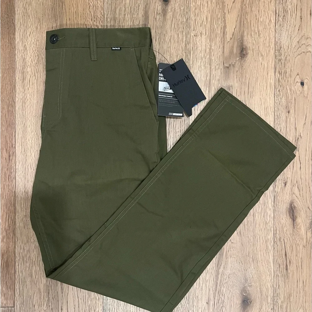 BNWT Hurley Nike Dri Fit Chinos Olive Green size 34 $70 - Picture 1 of 9